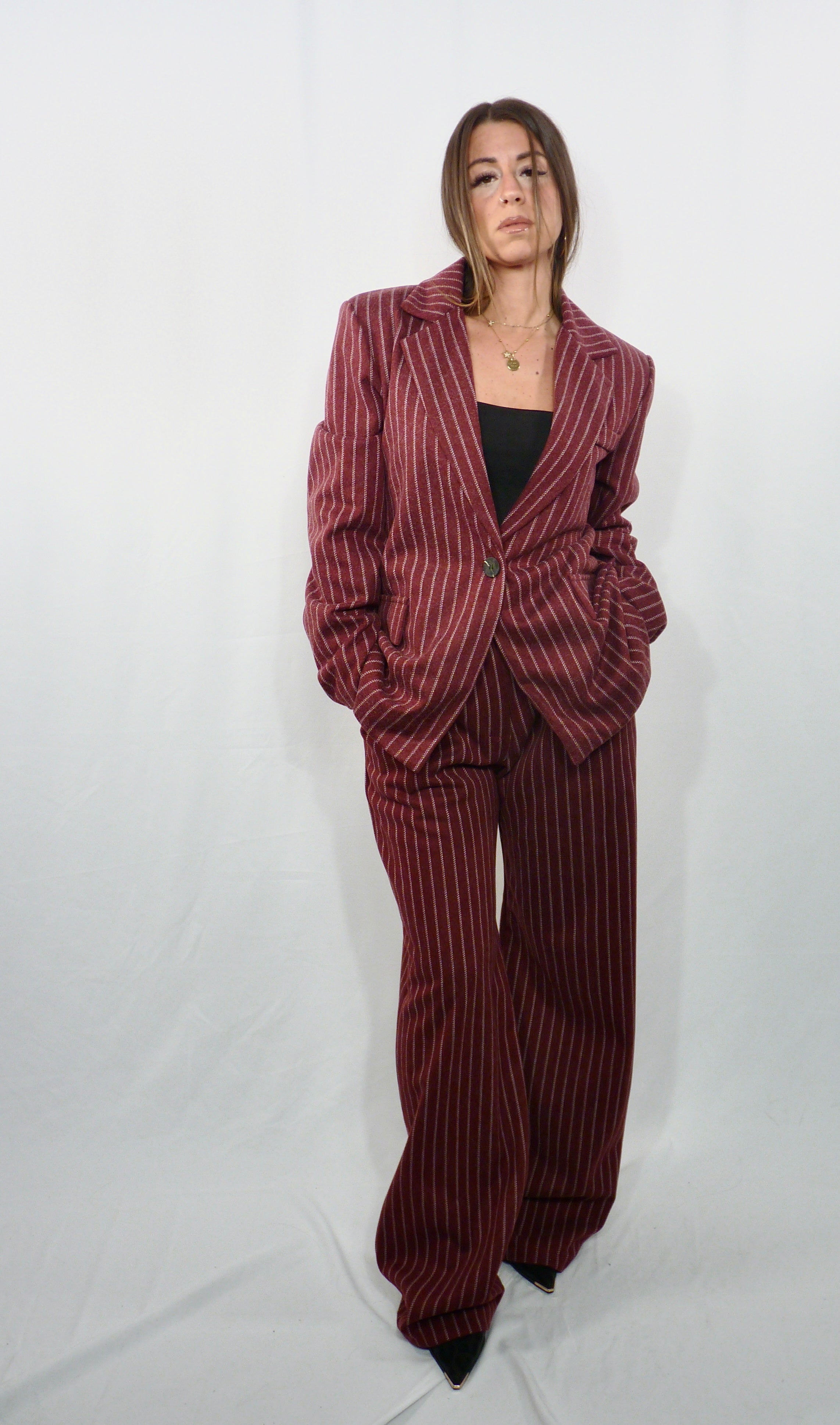 Completo gessato Winter Bordeaux