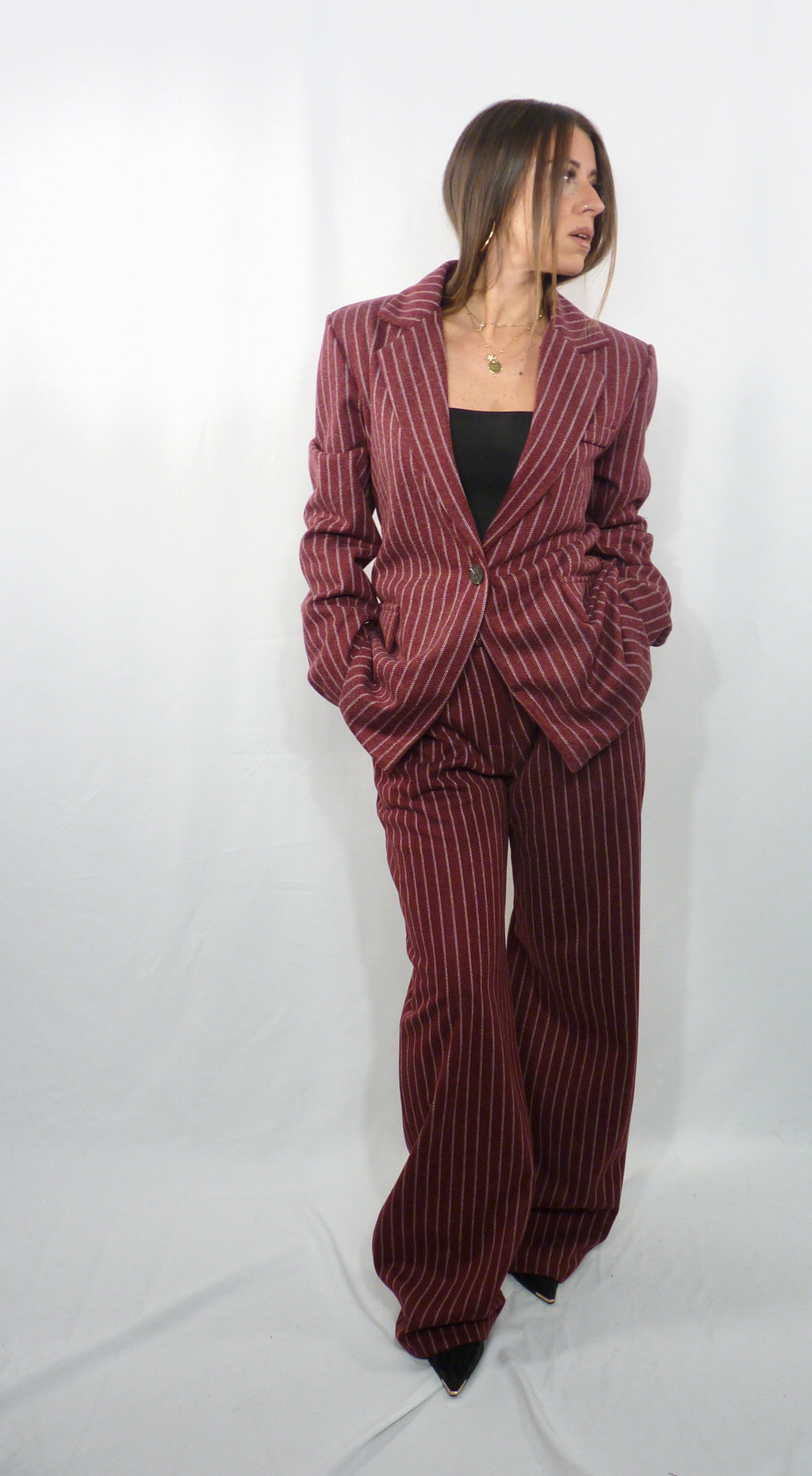 Completo gessato Winter Bordeaux