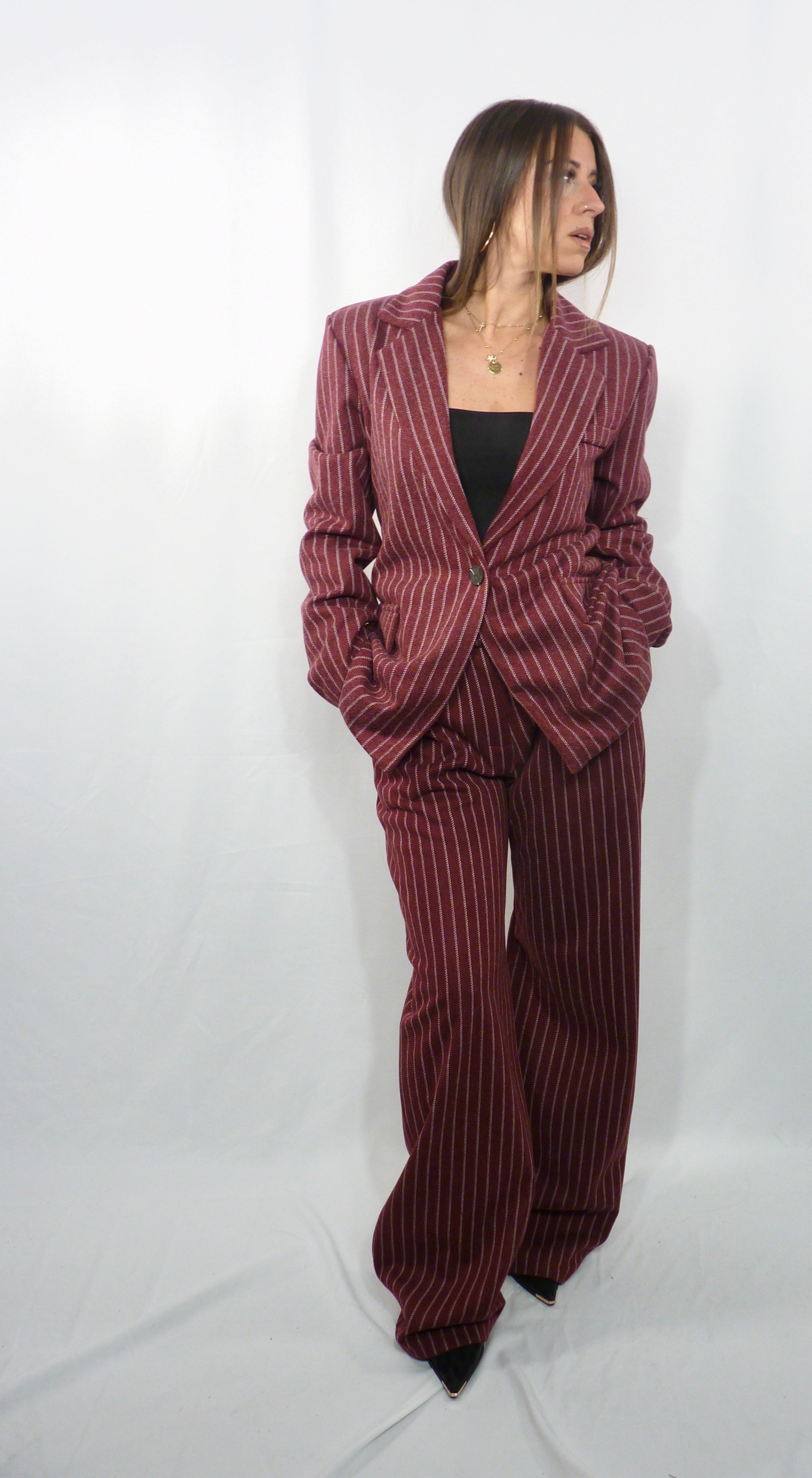 Completo gessato Winter Bordeaux