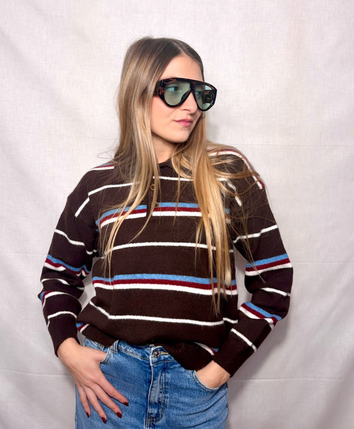 Maglione Polo Scholar a righe