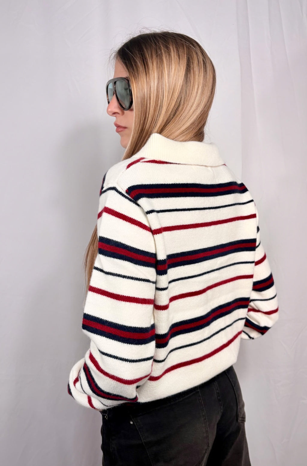 Maglione Polo Scholar a righe White