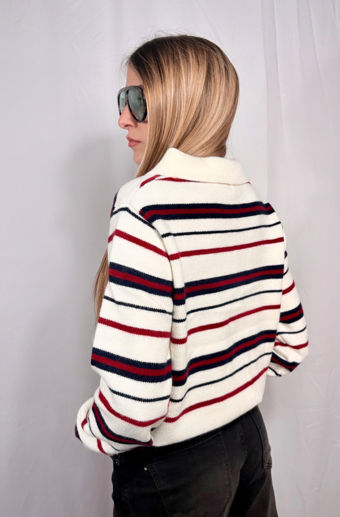 Maglione Polo Scholar a righe White