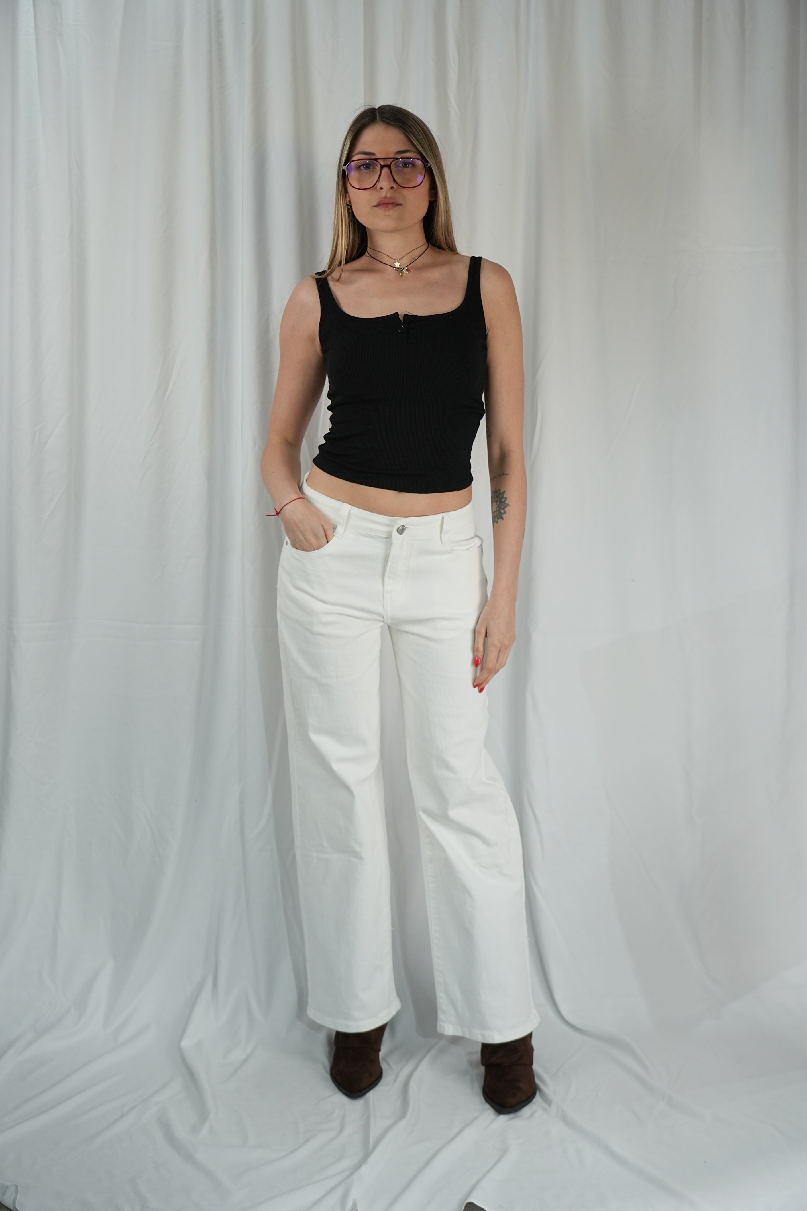 Jeans White Leo Stars