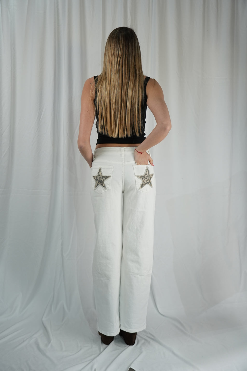 Jeans White Leo Stars