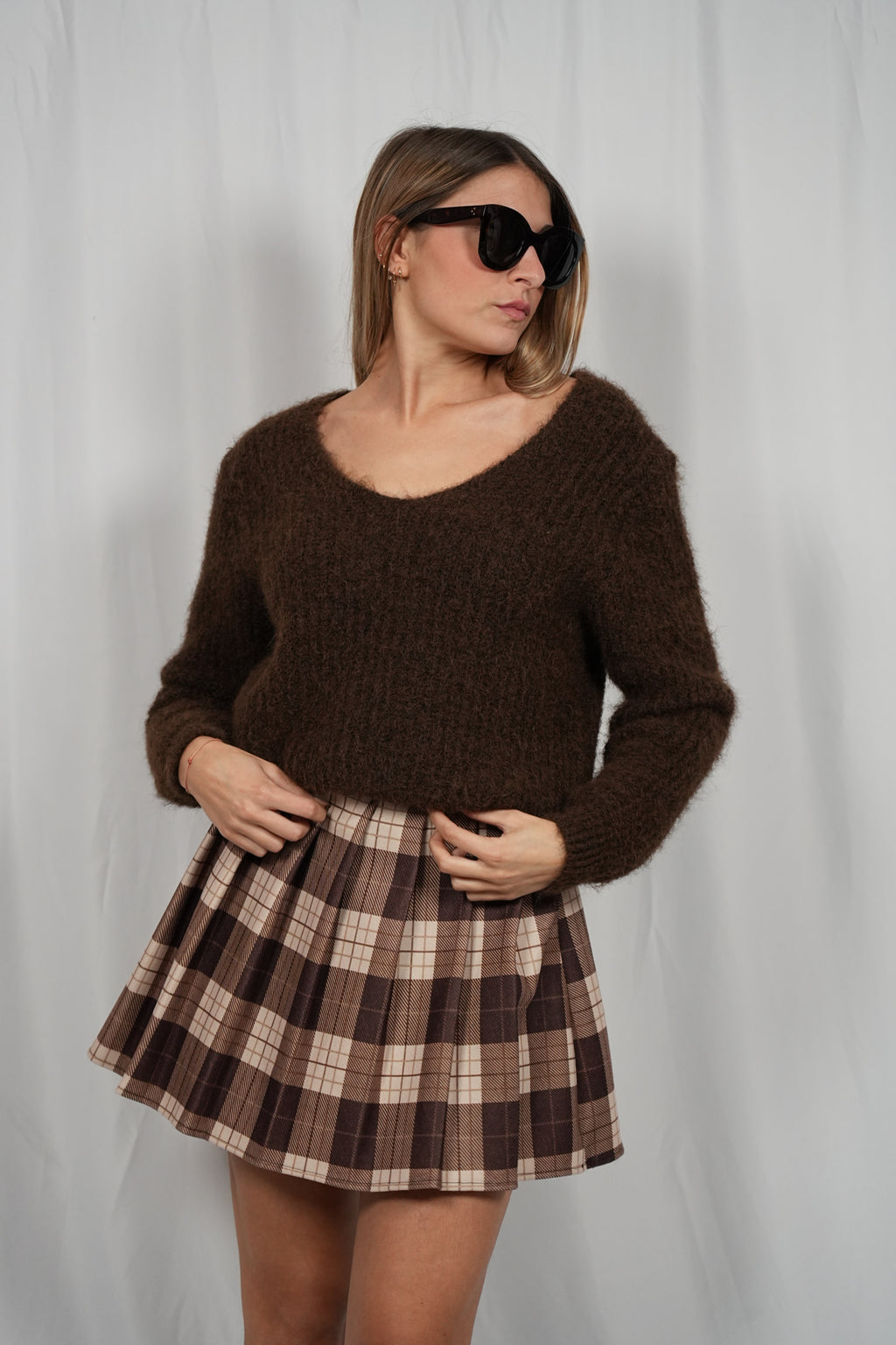 Maglione soft V Brown