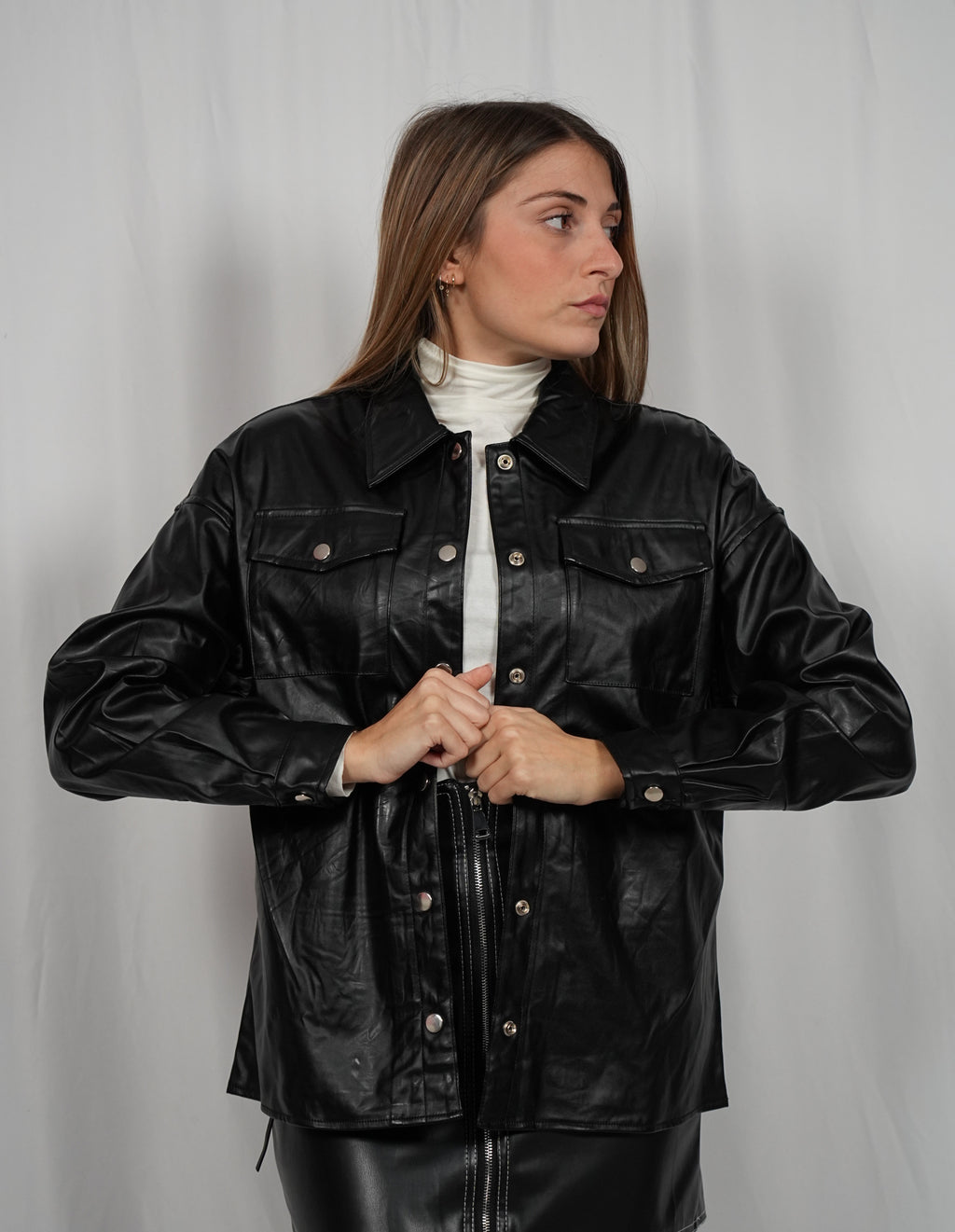 Camicia effetto pelle Black