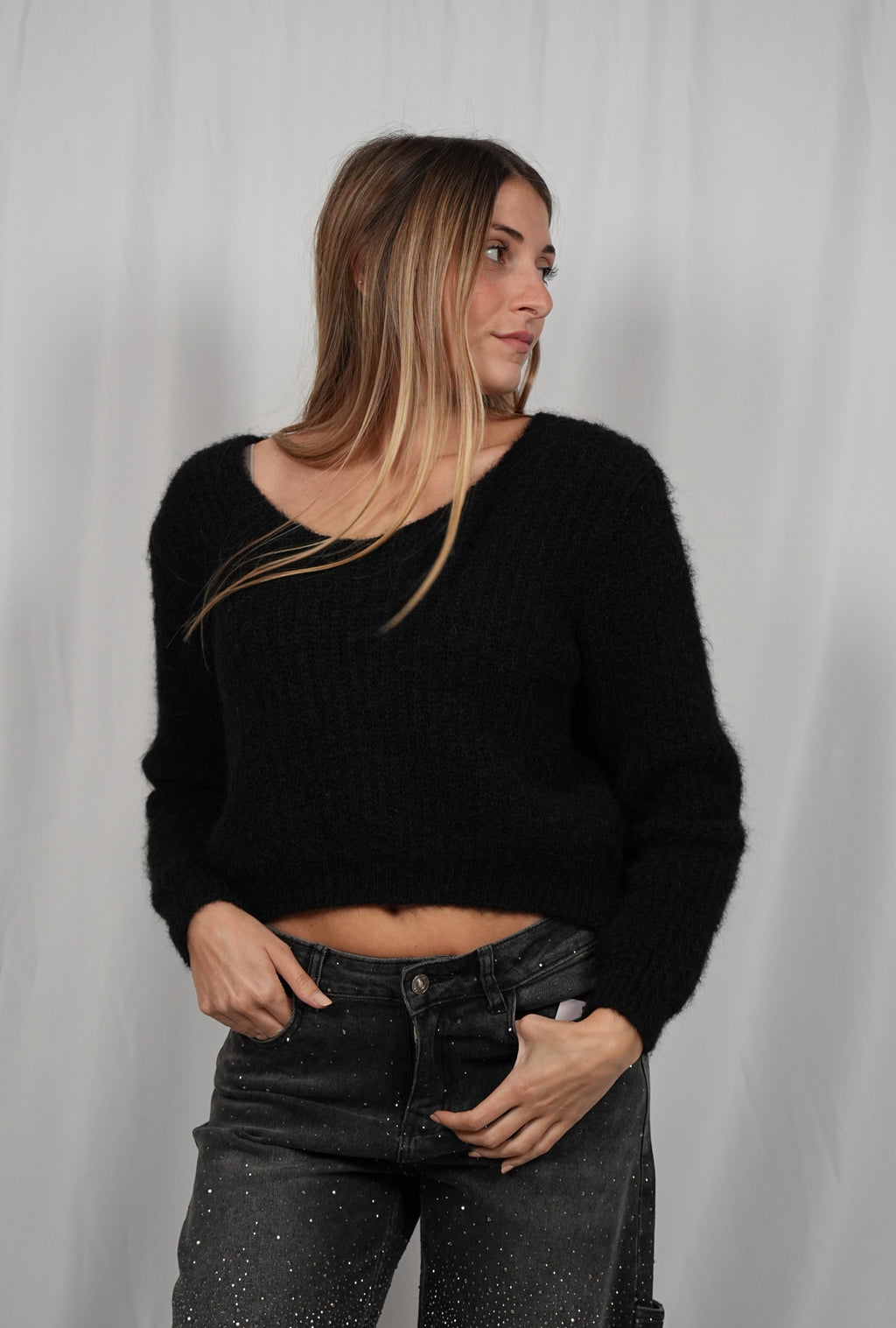 Maglione soft V Black