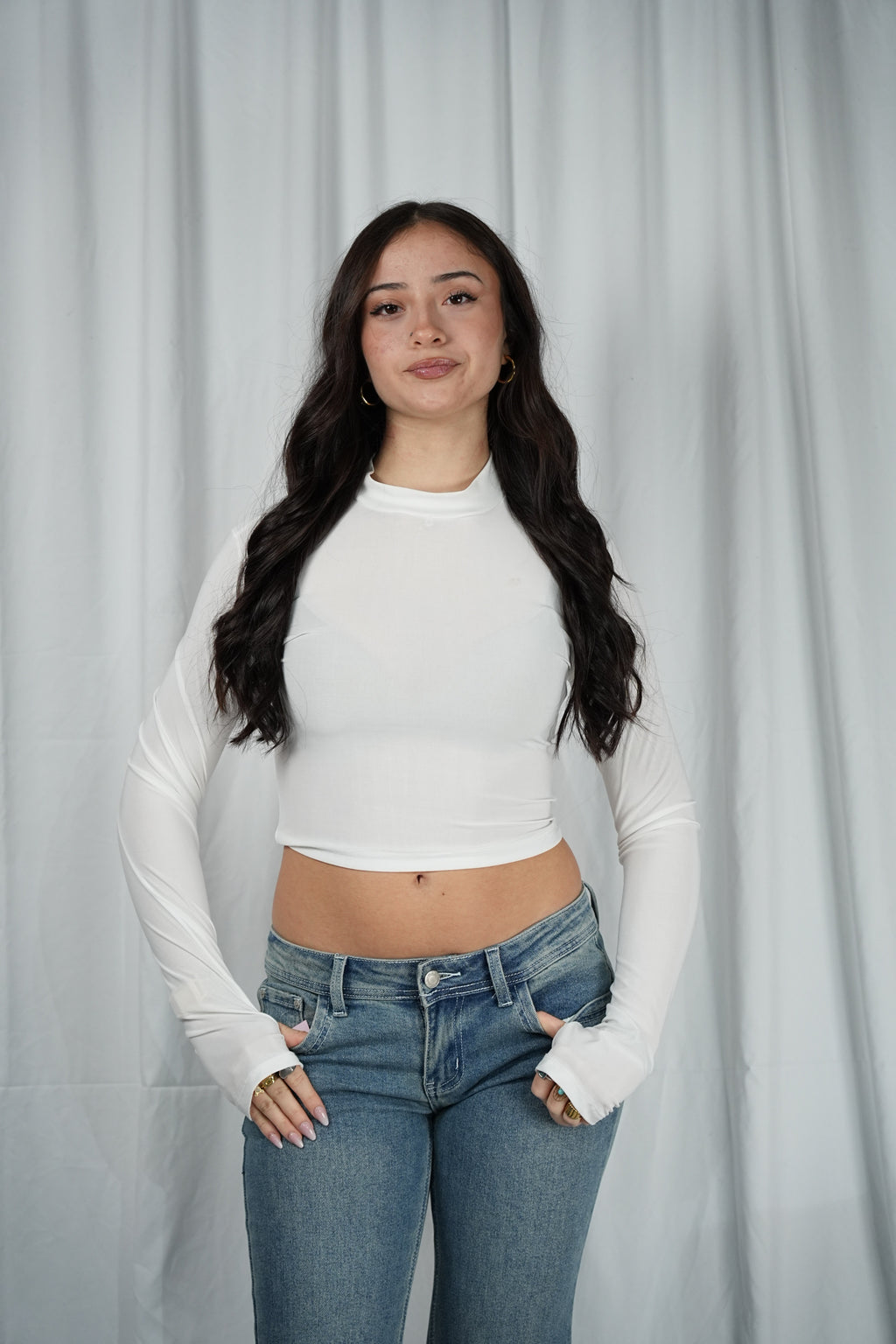 Maglia con manicotti velata White
