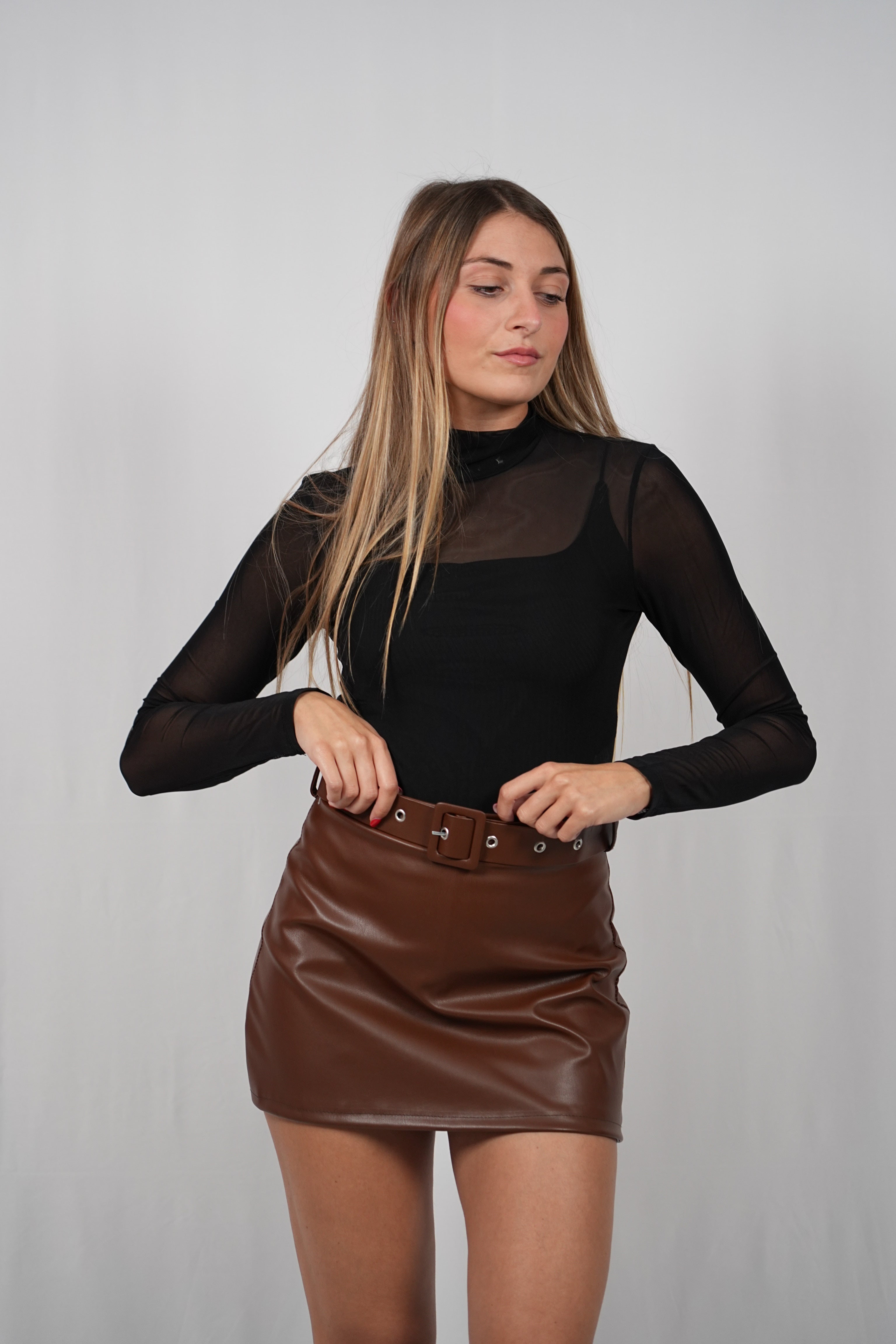 Body velato con canotta Black