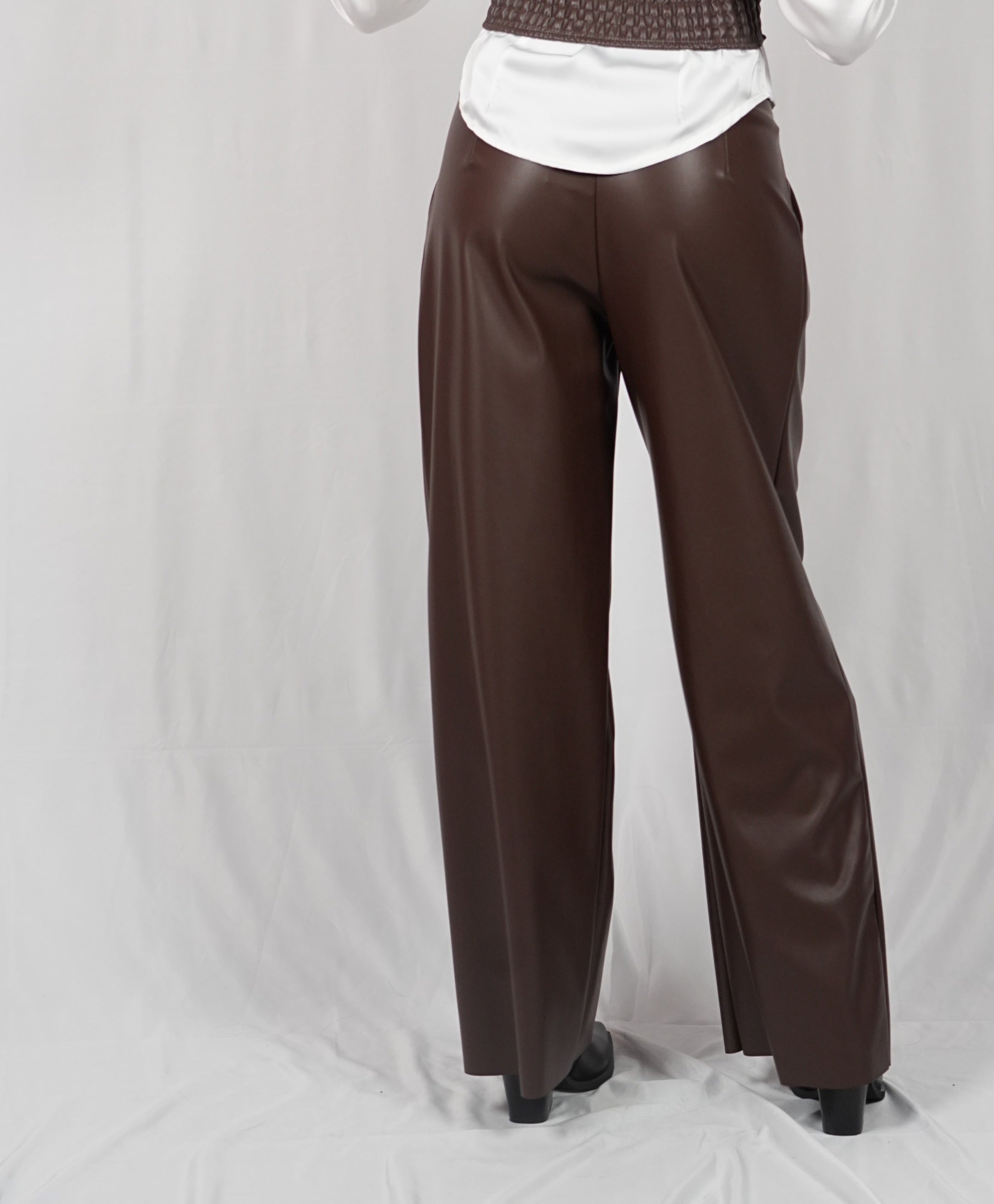 Pantalone loose ecopelle Cioccolato