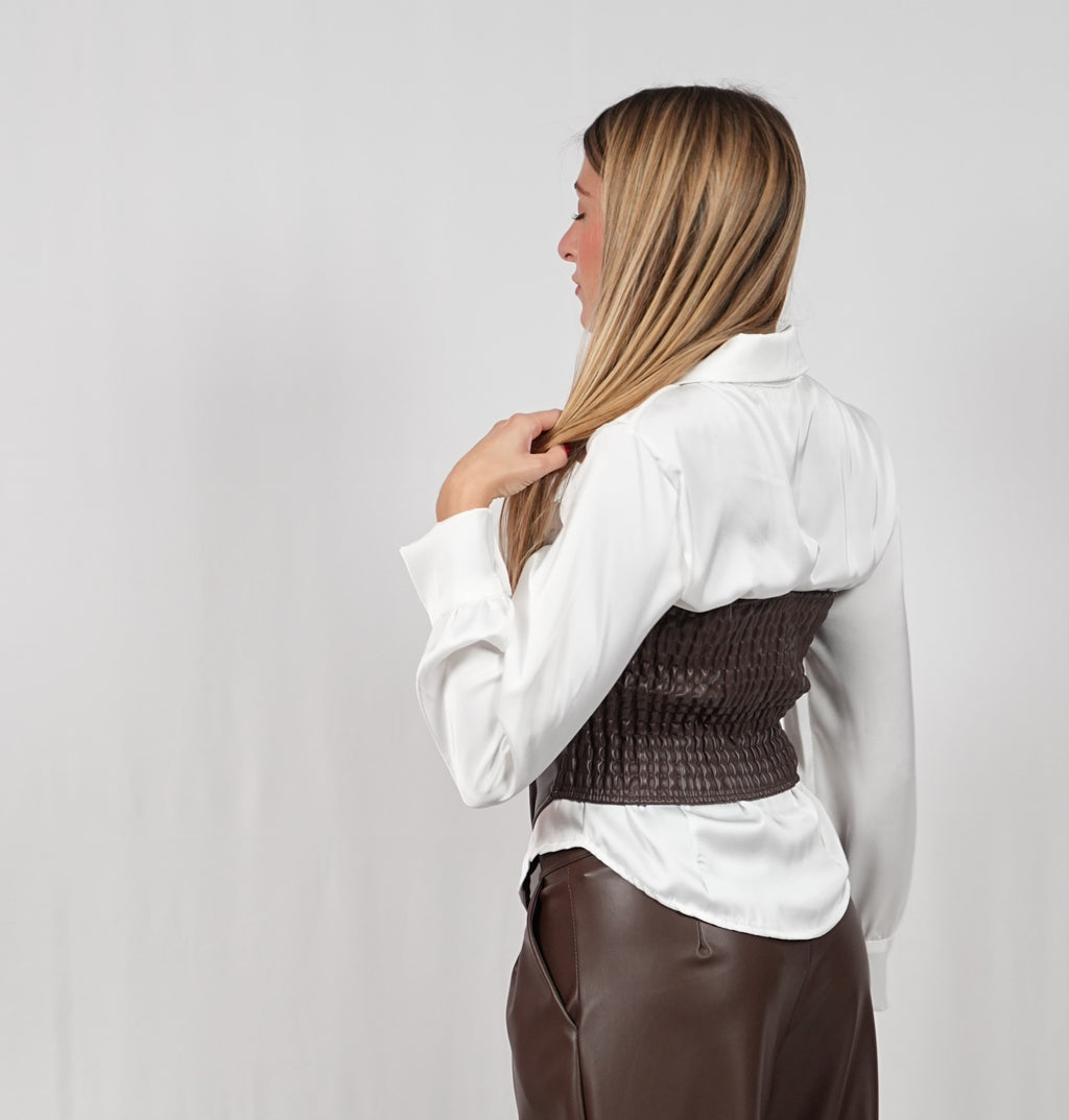 Corpetto in ecopelle Cioccolato