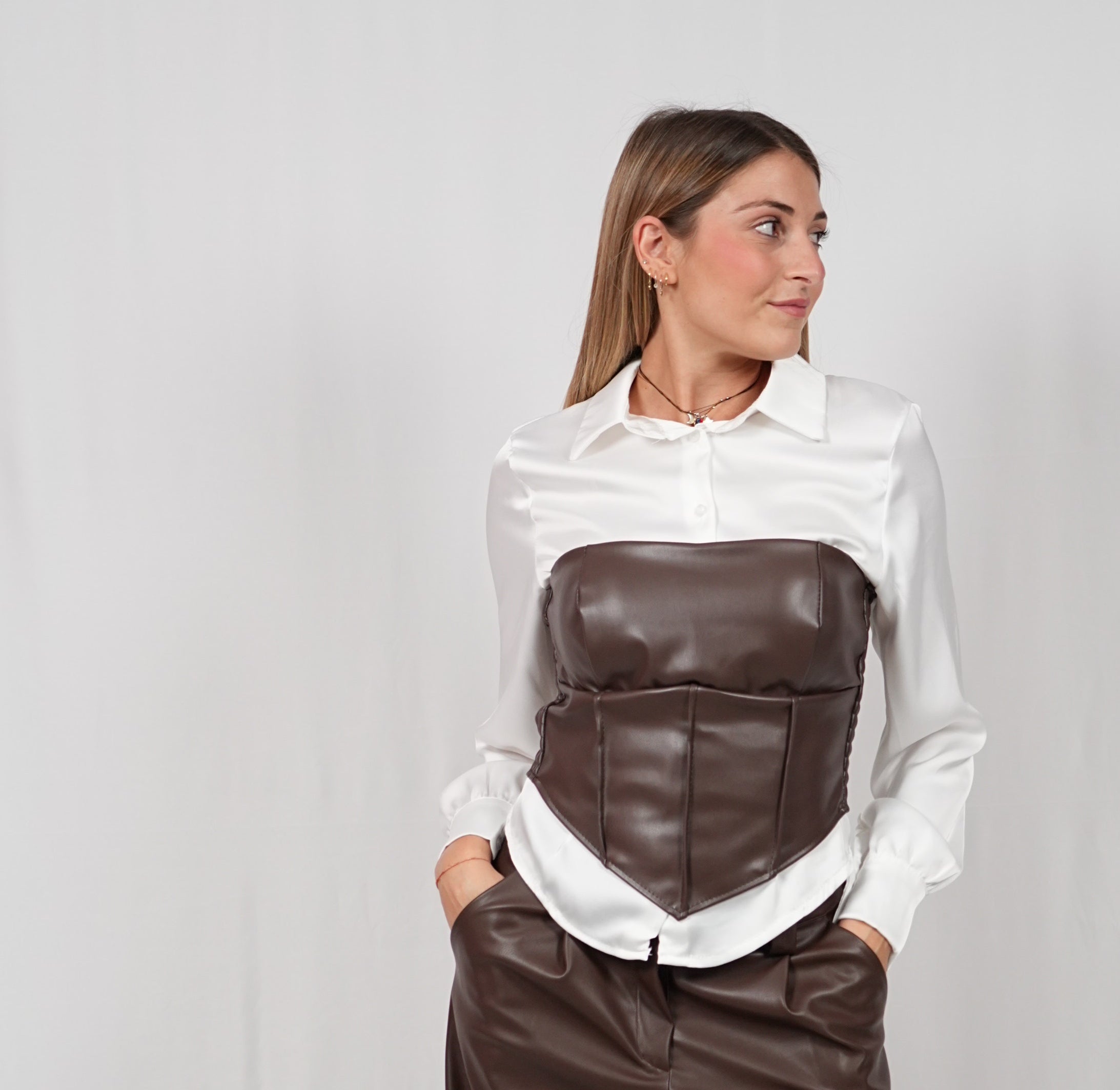Corpetto in ecopelle Cioccolato