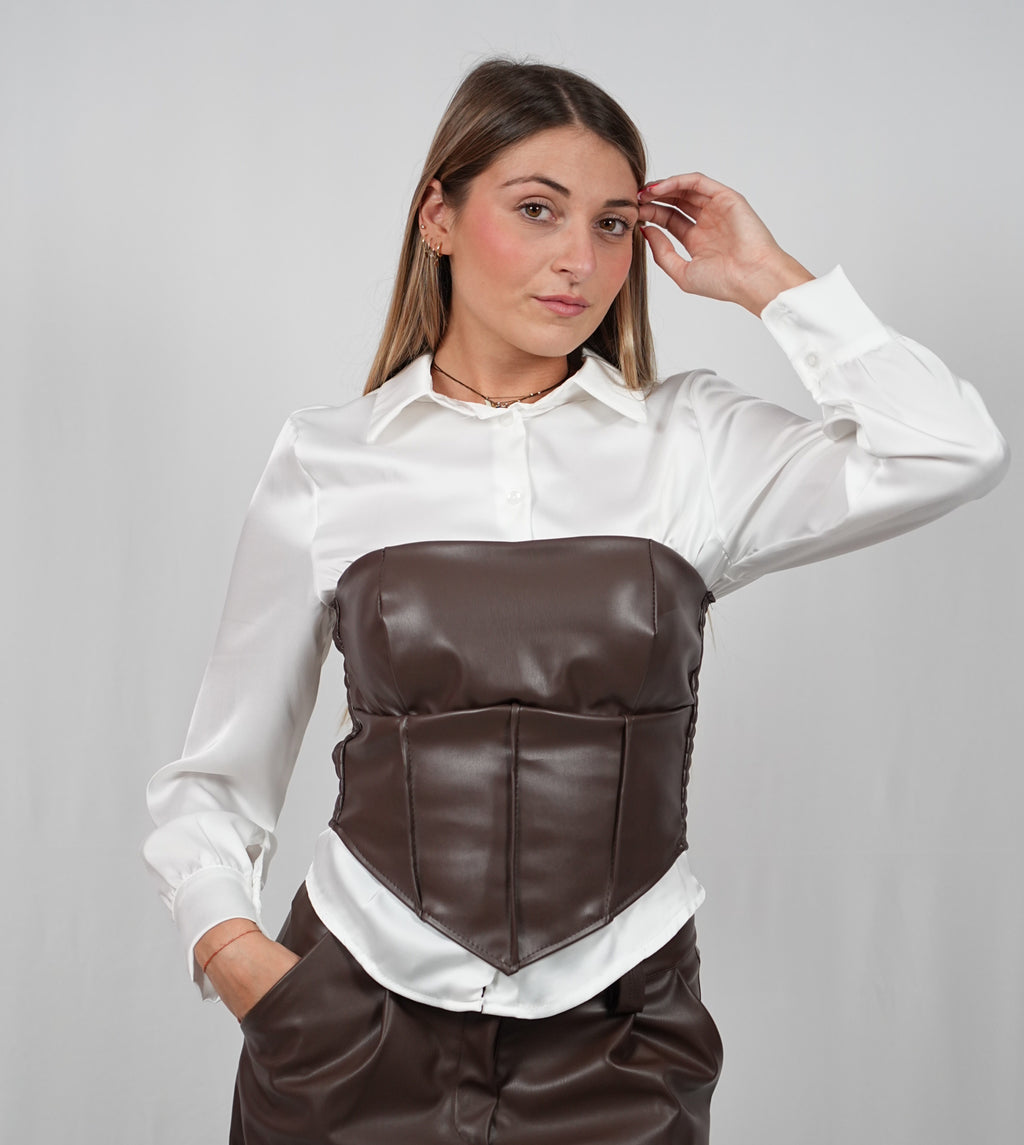Corpetto in ecopelle Cioccolato