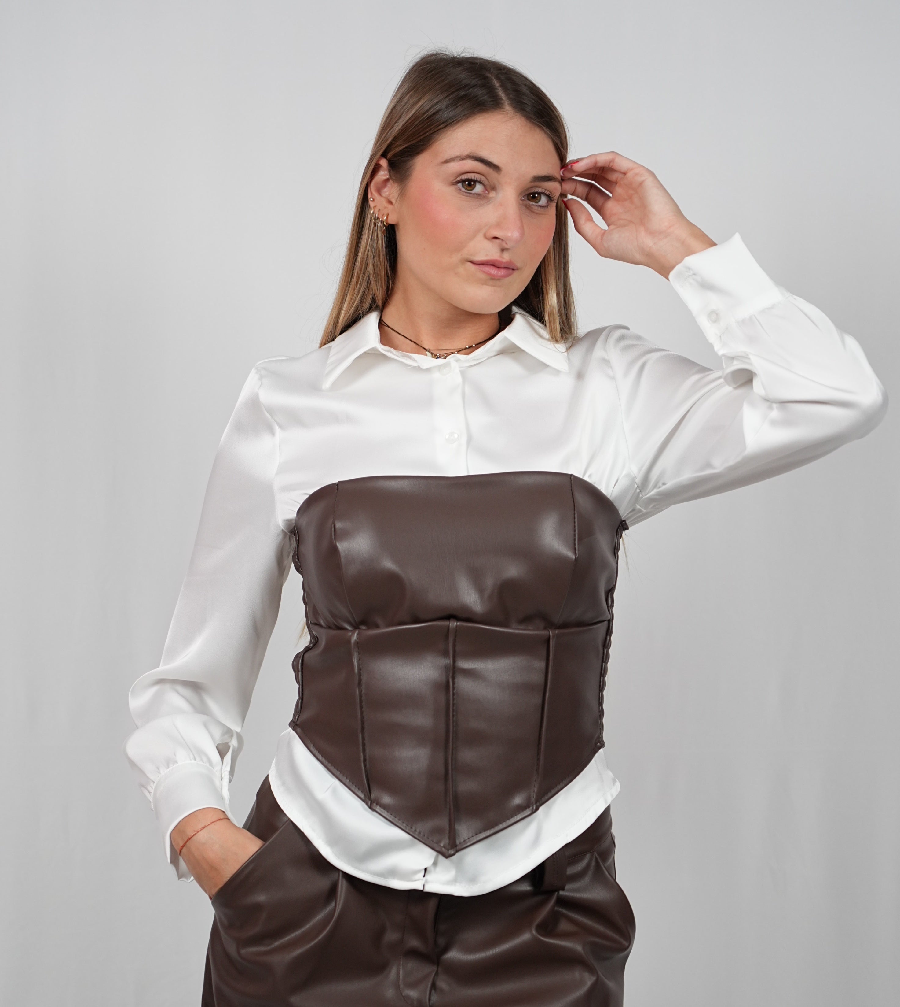 Corpetto in ecopelle Cioccolato