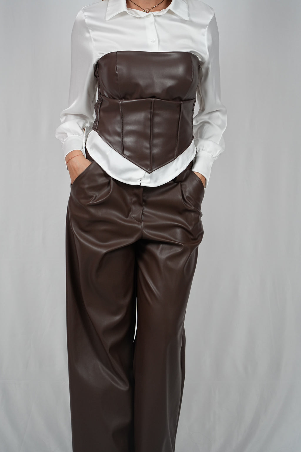 Corpetto in ecopelle Cioccolato
