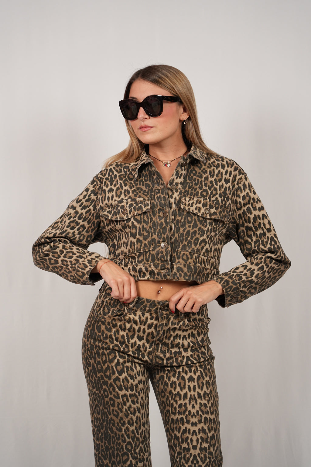 Giacca in Jeans Leopard