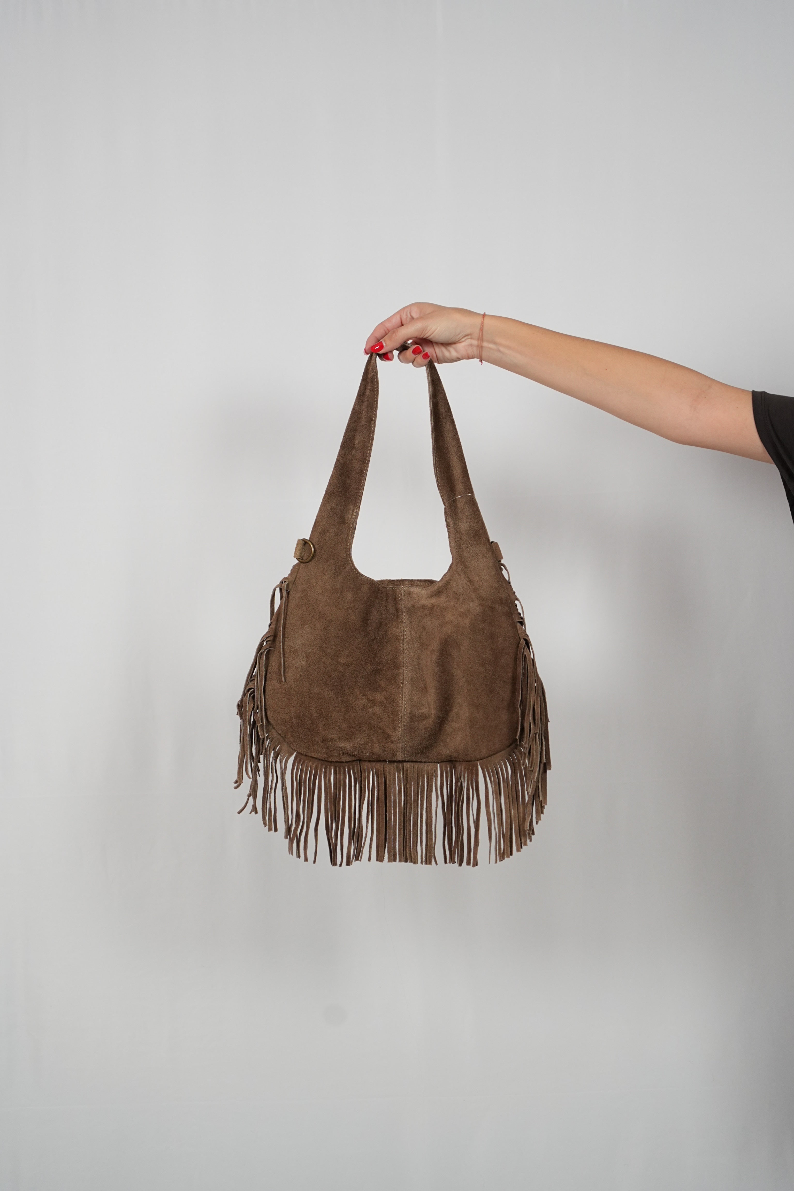 Borsa Solea con frange Beige