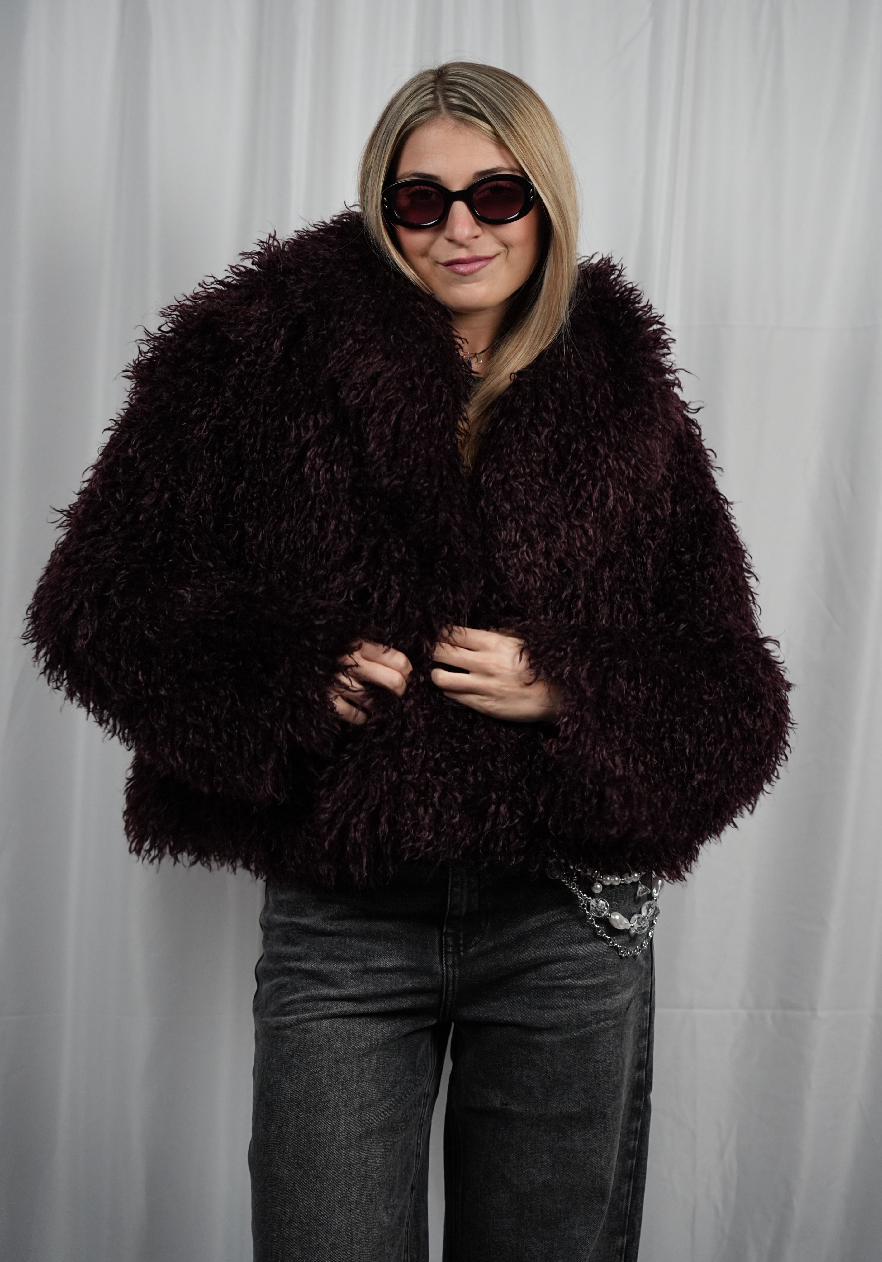 Pelliccia Fluffy Bordeaux