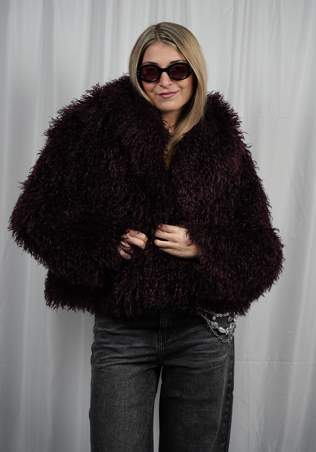 Pelliccia Fluffy Bordeaux