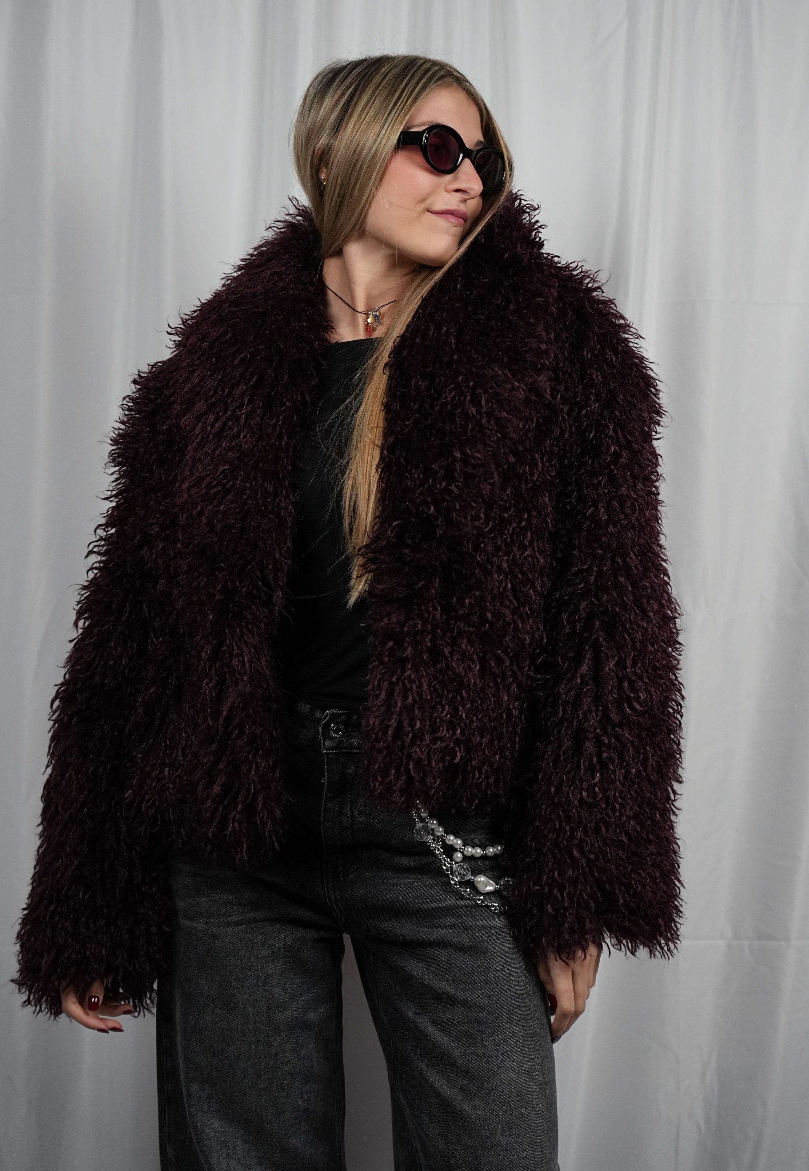 Pelliccia Fluffy Bordeaux