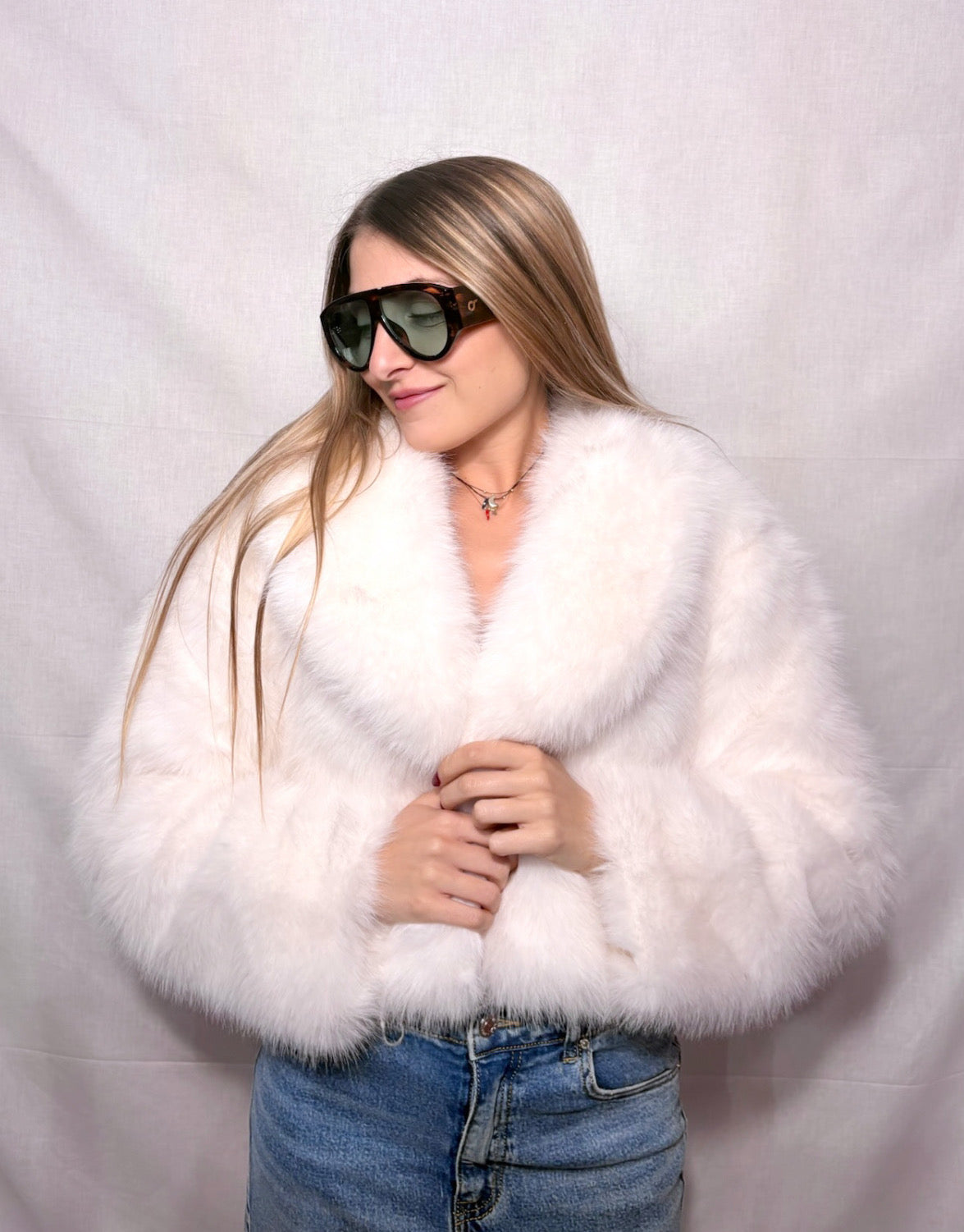 Pelliccia crop white