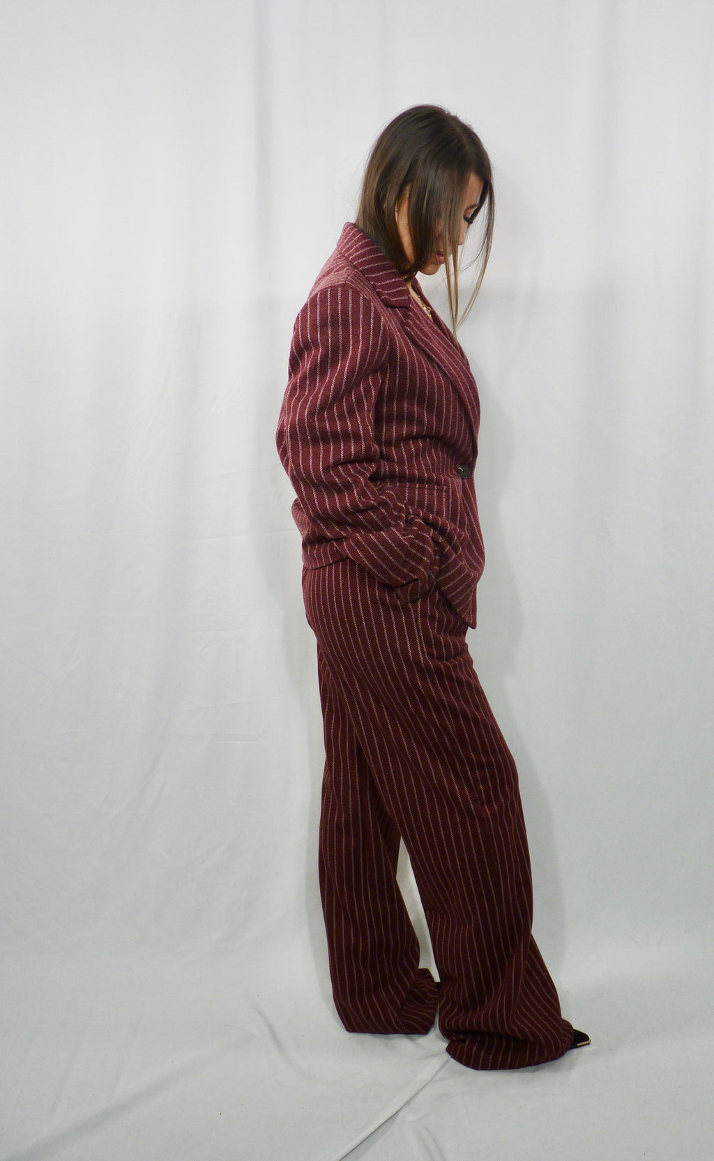 Completo gessato Winter Bordeaux