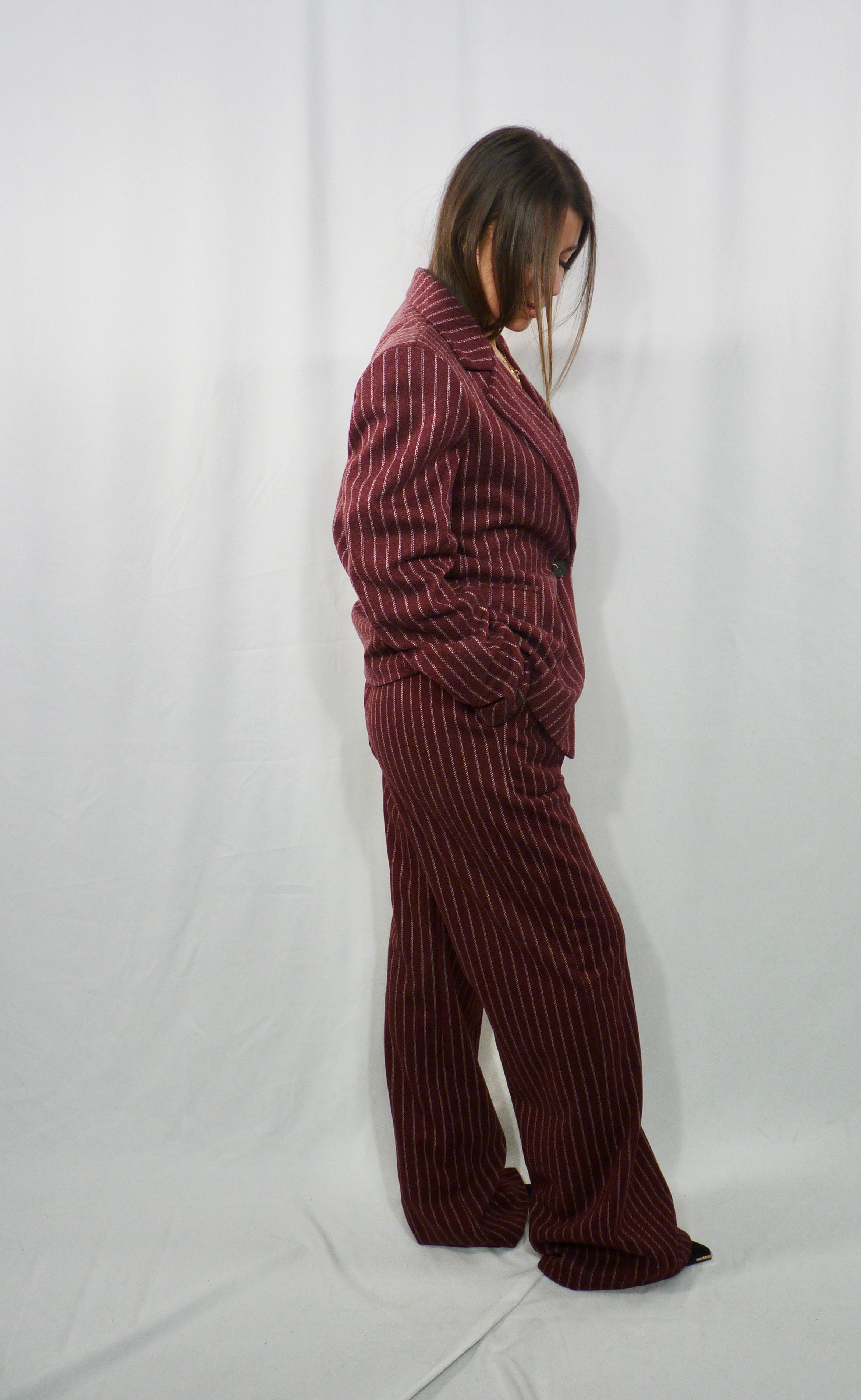 Completo gessato Winter Bordeaux