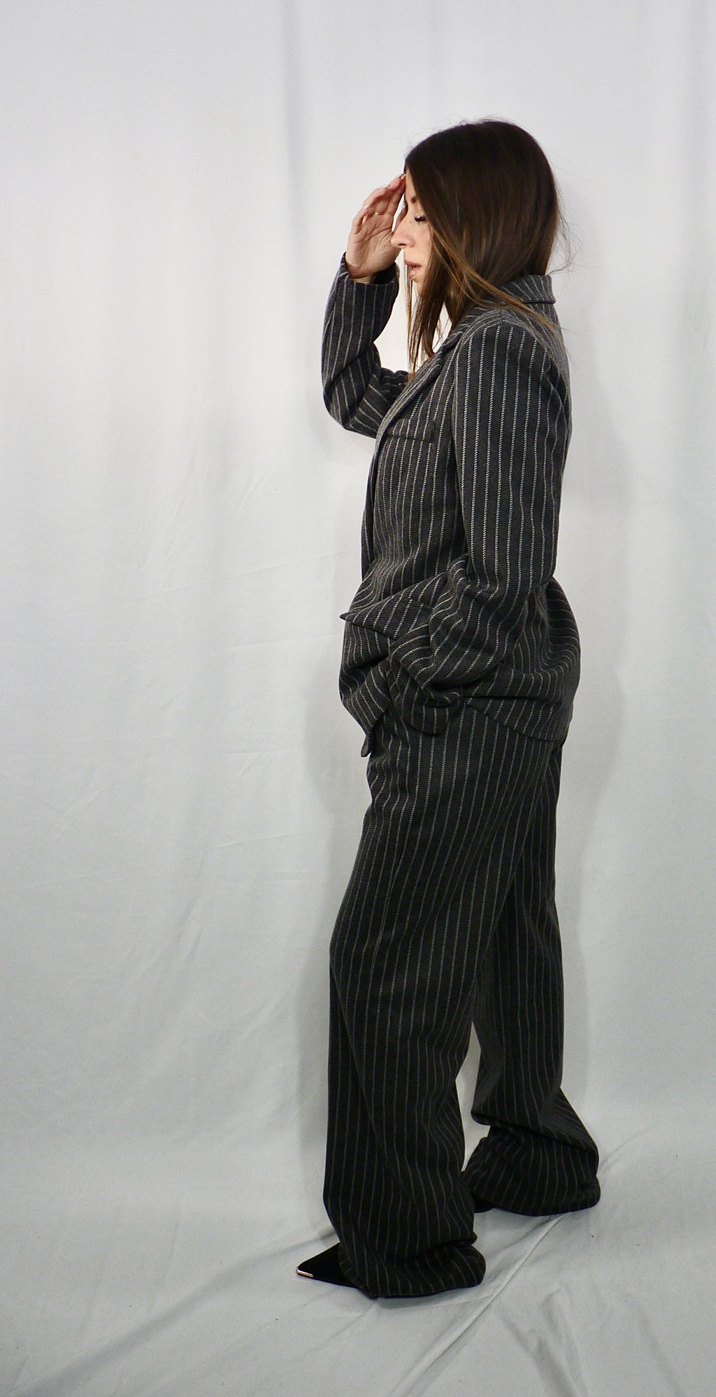 Completo gessato Winter Grey