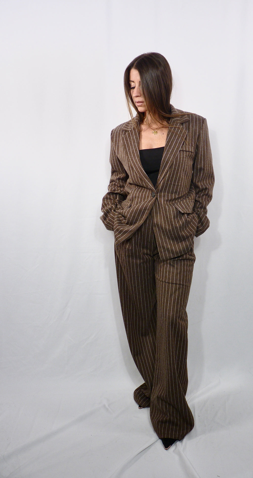 Completo gessato Winter Brown