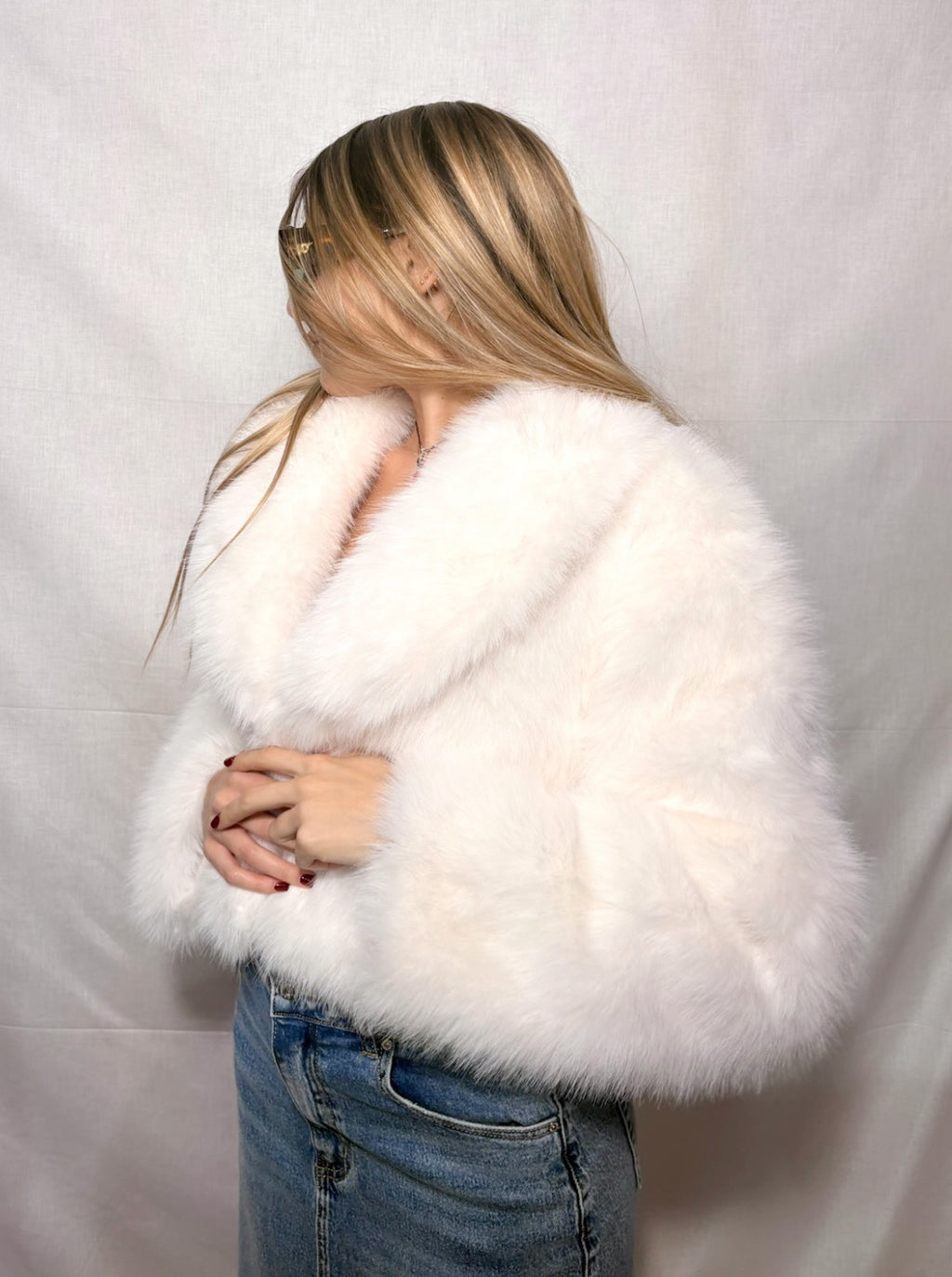 Pelliccia crop white