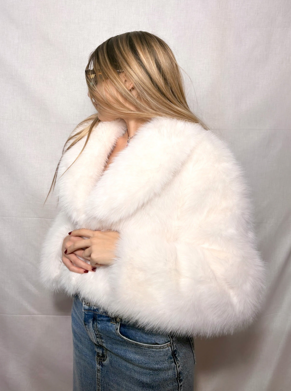 Pelliccia crop white