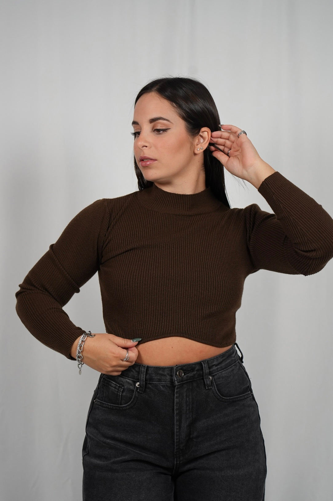 Maglioncino crop Brown