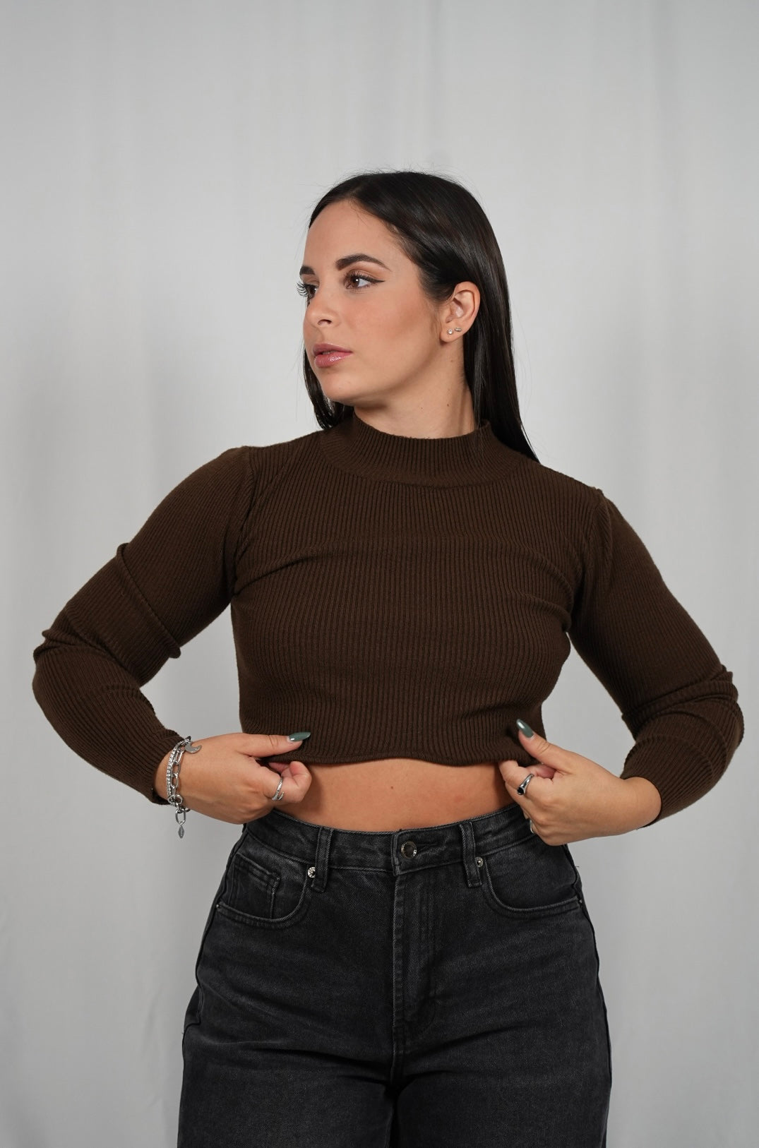 Maglioncino crop Brown